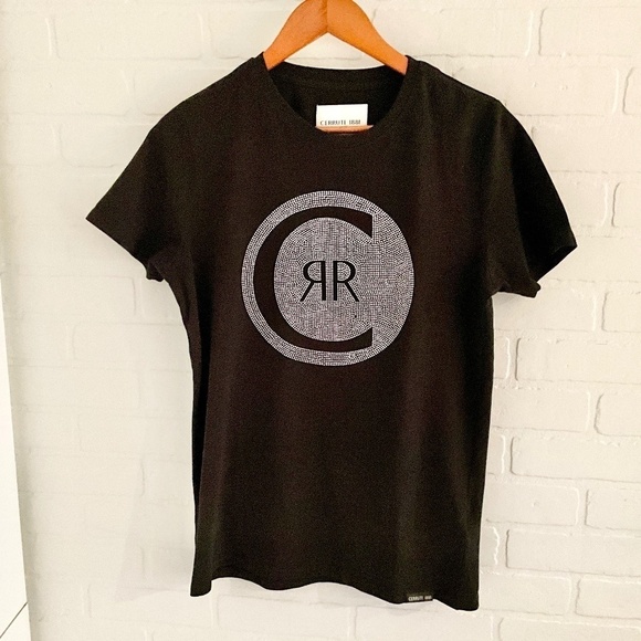Cerruti 1881 Men’s Tee Black and silver Graphic Y2K sequin short sleeve size M - Picture 1 of 9
